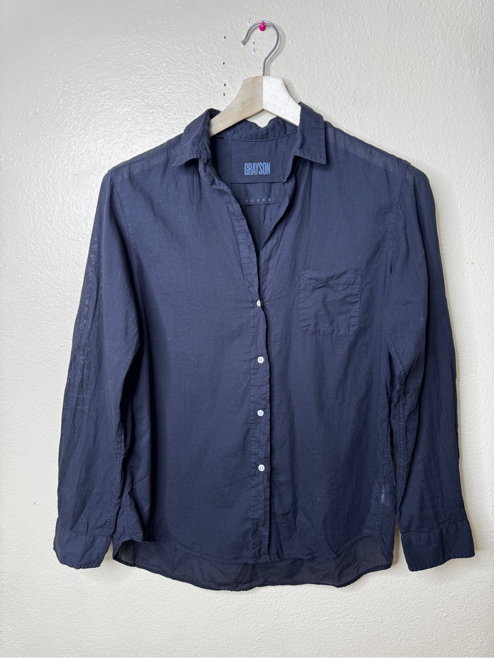 Grayson The Hero Shirt Women’s 02/M Black Cotton Button Front Shirt Minimalist